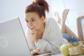 Woman reading online